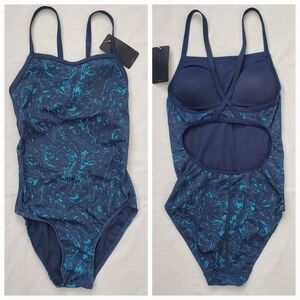 SYROKAN SWIMSUIT ONE PIECE RACERBACK SPORT ATHLETIC BLUE WOMEN (32 BUST/SMALL)